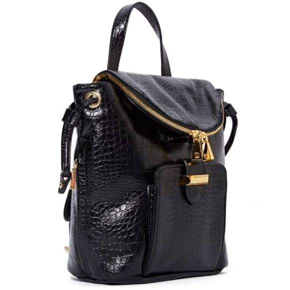 SNOB ESSENTIALS black faux leather mini backpack - Picture 3 of 5